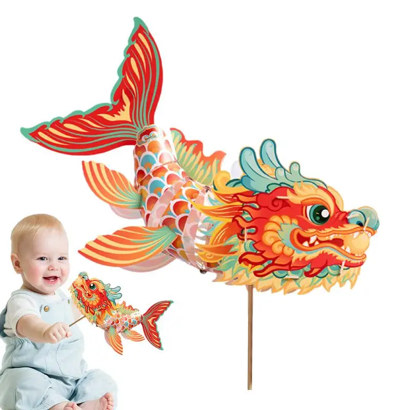 2024 Decorative Lights Lighted Festival Lantern DIY Craft Kit Fish Shaped Handmade Handheld Lamp With DIY Material Spring