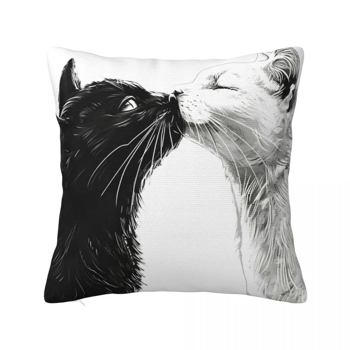 Love Kiss Cute Cat Pillow Cover Polyester Pillow Case Cushion Cover Cute Funny Graphic Pillowcases For Sofa Home Decoration