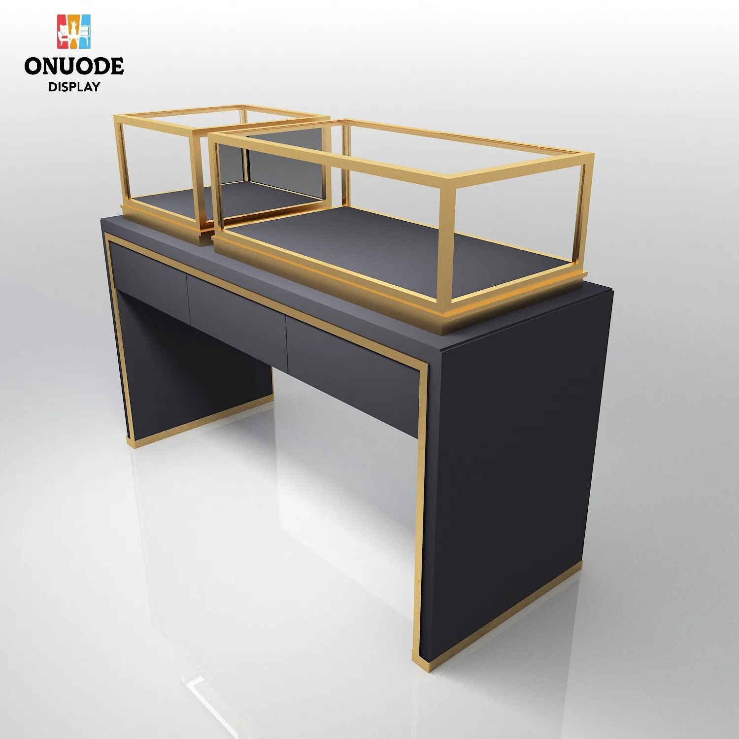 ตู้โชว์เครื่องประดับแบบกำหนดเองได้ ตู้โชว์เคาน์เตอร์พร้อมไฟ LED สำหรับร้านนาฬิกา ตู้โชว์เครื่องประดับกระจก