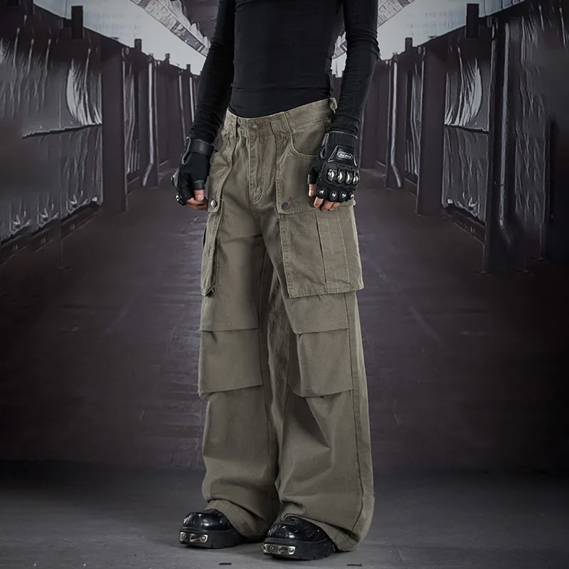 LUZHEN 2026 New Original Pleated Design Multi Pockets Decorate Straight Cargo Pants Men Solid Color Casual Trousers Male JY5908