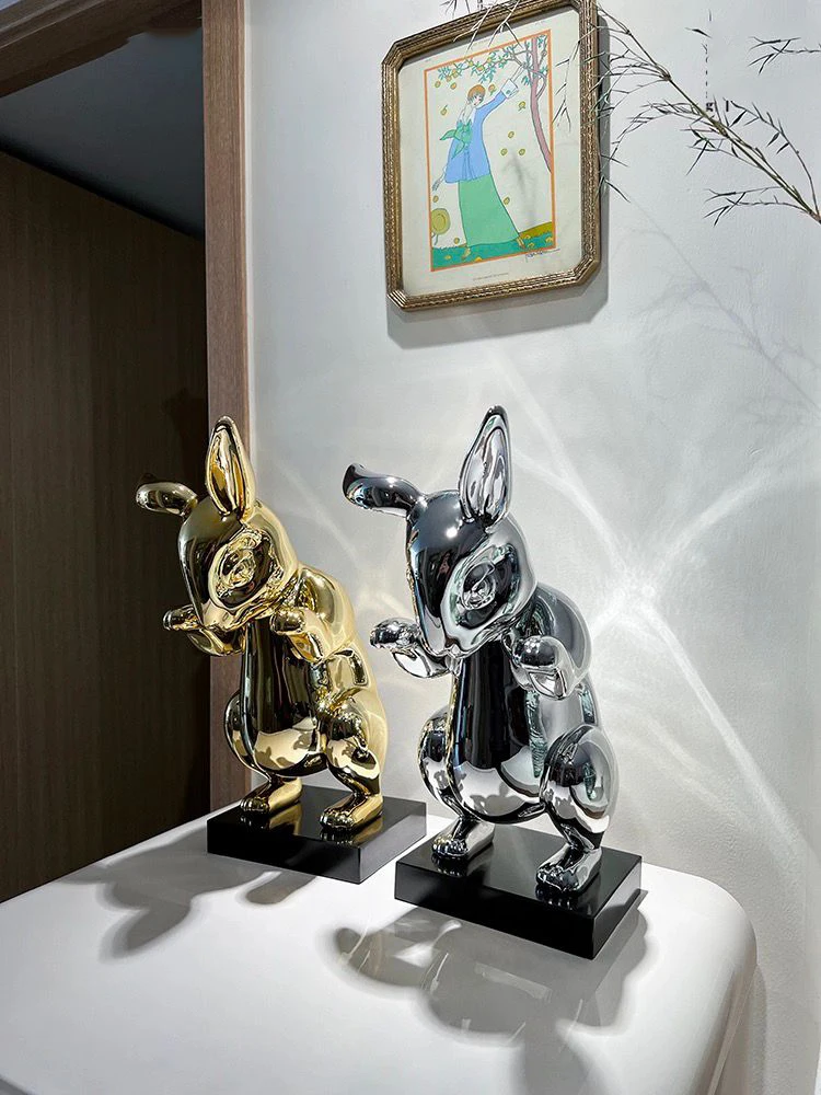 Home Decoration Electroplated Rabbit Ornaments Interior Sculptures And Figurines Table Decoration Accessories Festival Gifts