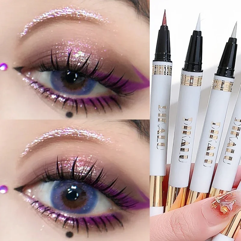 Impermeável brilhante Chameleon Eyeliner Pen, Pearl Red Black Gold e Roxo, Glitter Eye Shadow Lying, Silkworm Pen, coreano Maquiagem Cosméticos