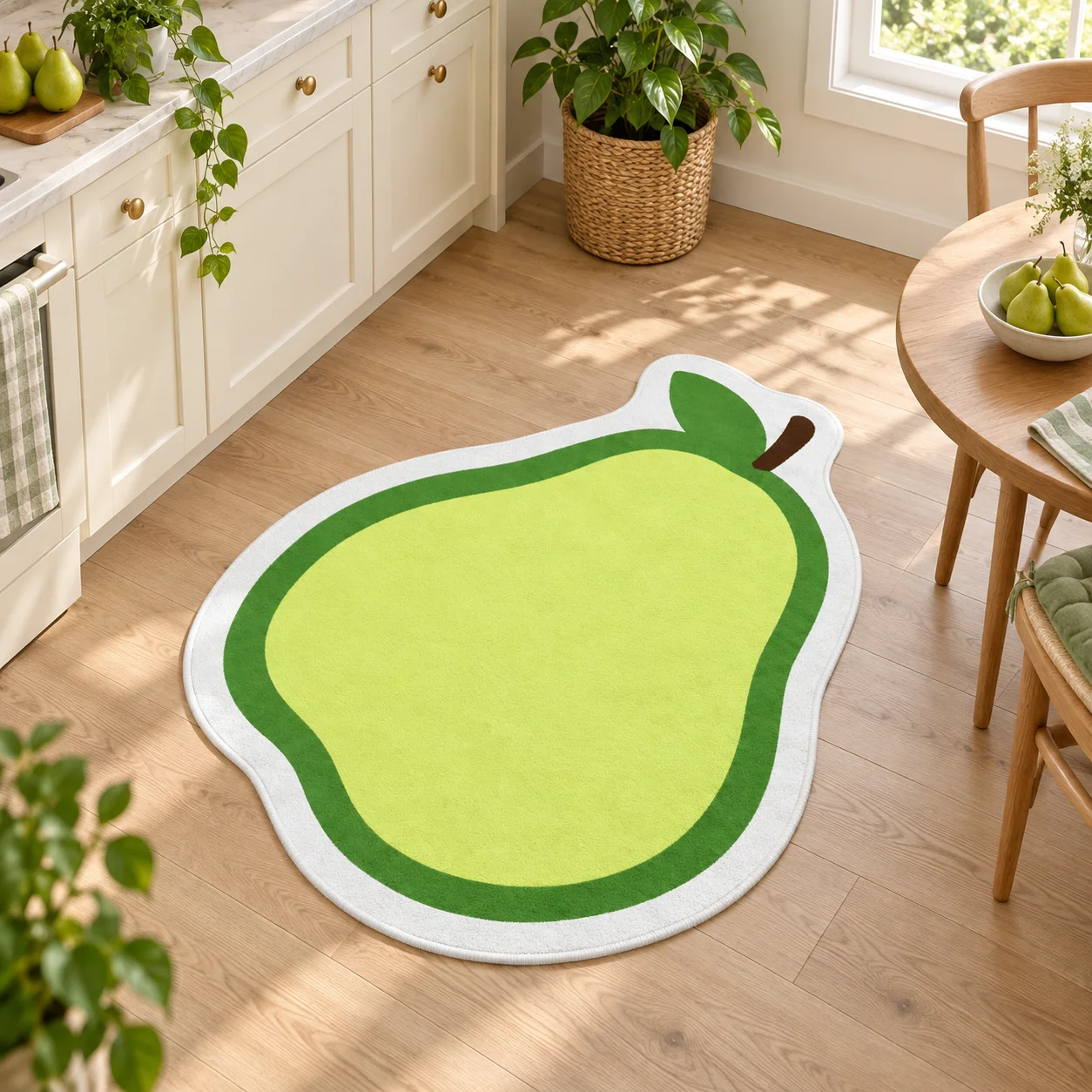 Cartoon Fresh Pear Floor Mat Flannel Rug Soft Non Slip Washable Door Mat For Bathroom Bedroom Kitchen Home Decor