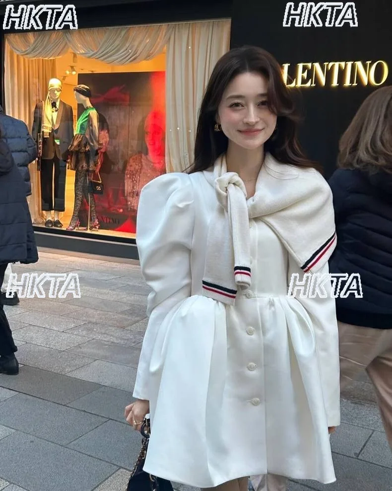 

Элегантное японское свободное платье с длинным рукавом и v-образным вырезом во французском стиле, пальто, зимняя пригородная куртка, женское платье