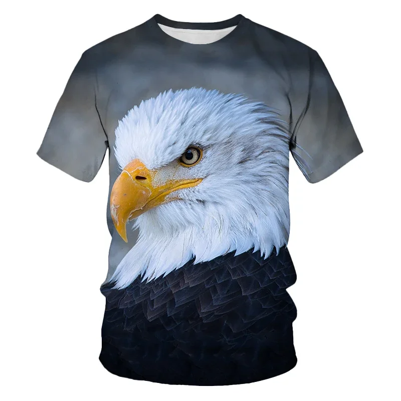 New Summer Tide Bird Of Prey Picture Men T-Shirts  Casual 3D Print Tees Hip Hop Personality Round Neck Short Sleeve  Tops