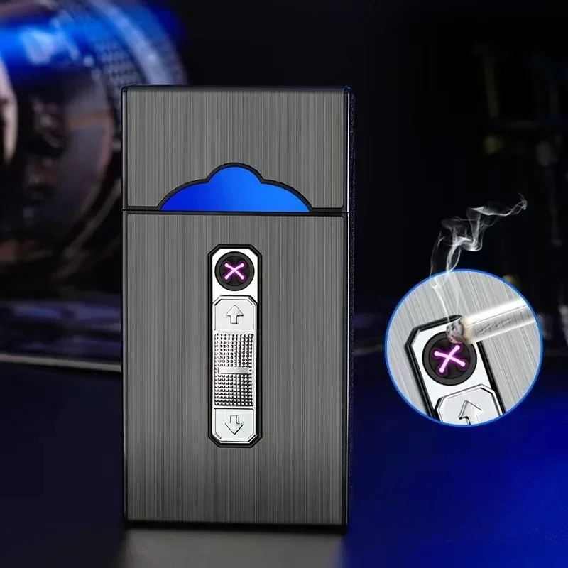 

Portable Cigarette Case USB Rechargeable Lighter Tungsten Wire Igniter Waterproof Cigarette Case Hold 20 Slim Cigarettes