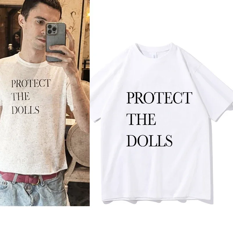 Protect The Dolls Letter T Shirts Unisex Fashion Casual Merch Shirt Kpop Short Sleeve Shirt kpop Harajuku Print Top Tees Tshirts