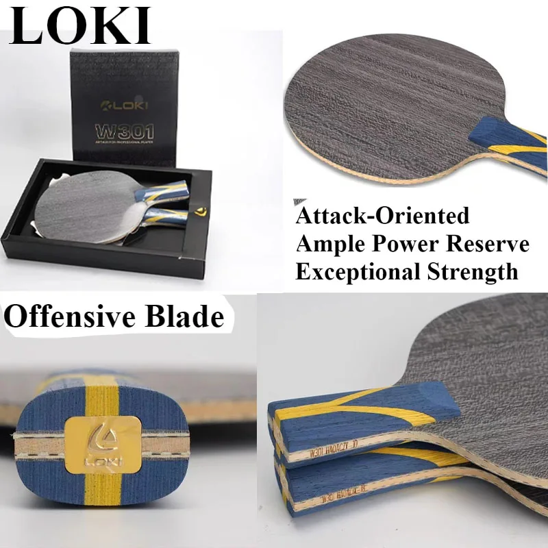 

LOKI W301 Лезвие для настольного тенниса 7-слойная 5 + 2 встроенная ракетка для настольного тенниса из углеродного волокна Wang Hao Endorsed Ping Pong Bat Quick Attack