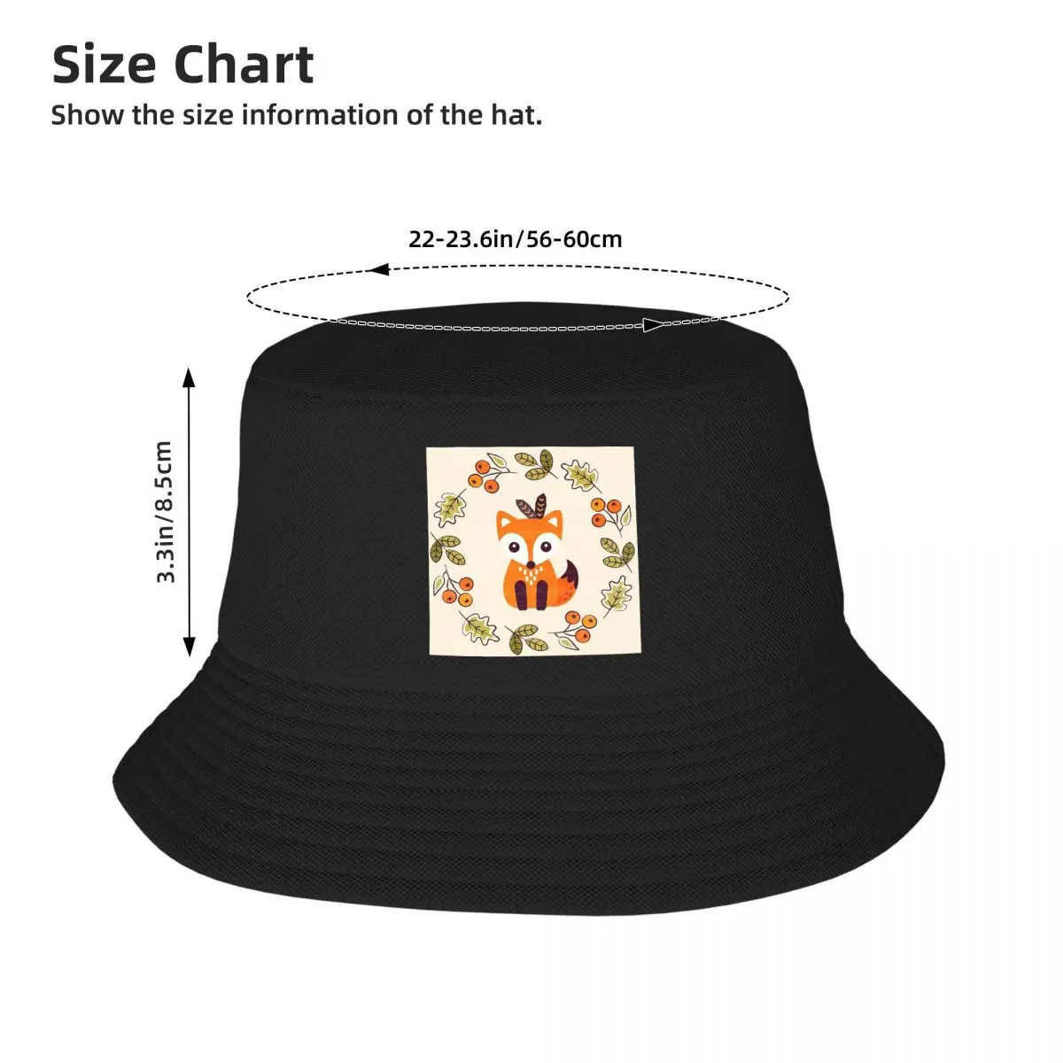 Little Fox With Autumn Berries Bucket Hats Panama For Man Woman Bob Hats Outdoor Fisherman Hats Summer Beach Fishing Unisex Caps