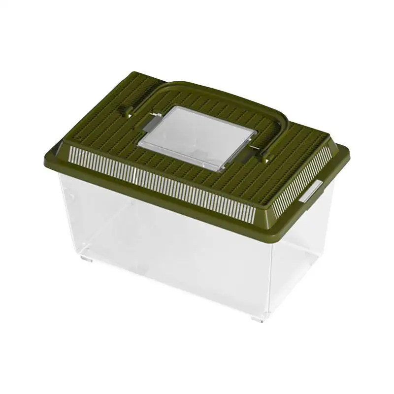 

Reptile Keeper Reptile Feeding Box Lizard Tarantula Portable Habitat Feeding Box with Handle Tank Critter Carrier for Pet Gecko