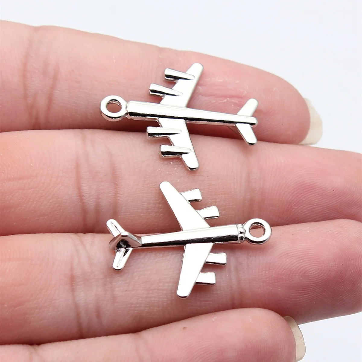 WYSIWYG 10pcs 27x21mm Airplane Fighter Charm Pendants For Jewelry Making 4 Colors Aircraft Pendants Charm