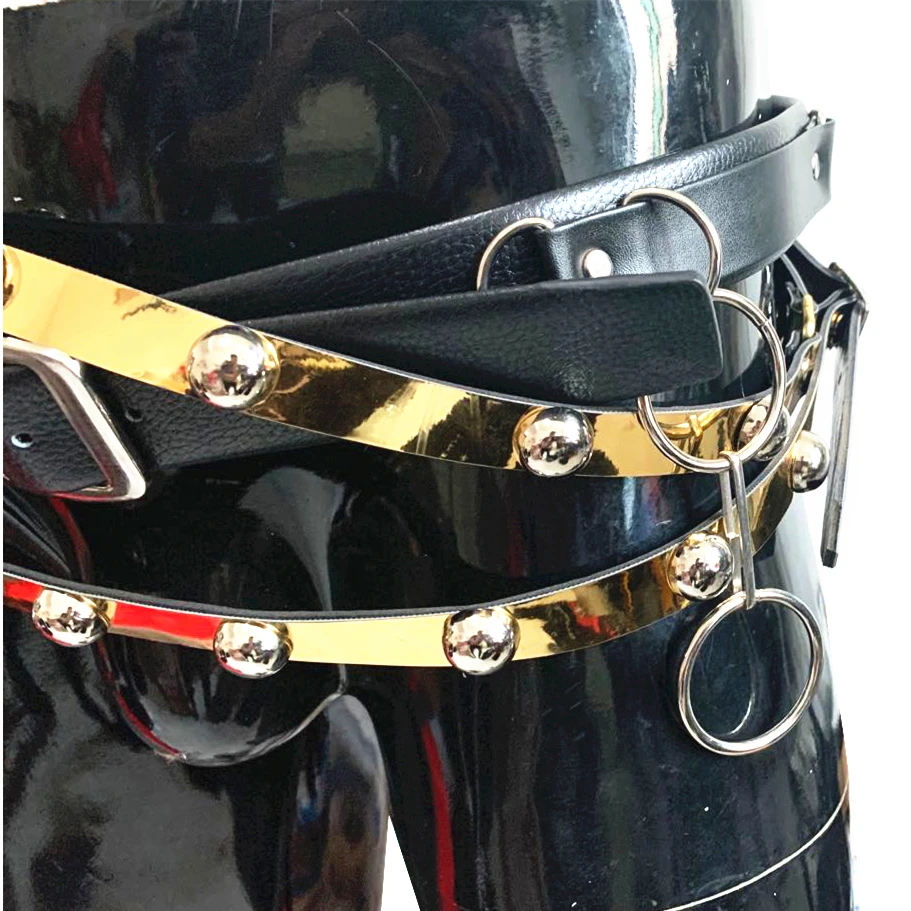 Black & Golden BAD Belt Sliver Rivet in Michael Jackson Punk Rock Style