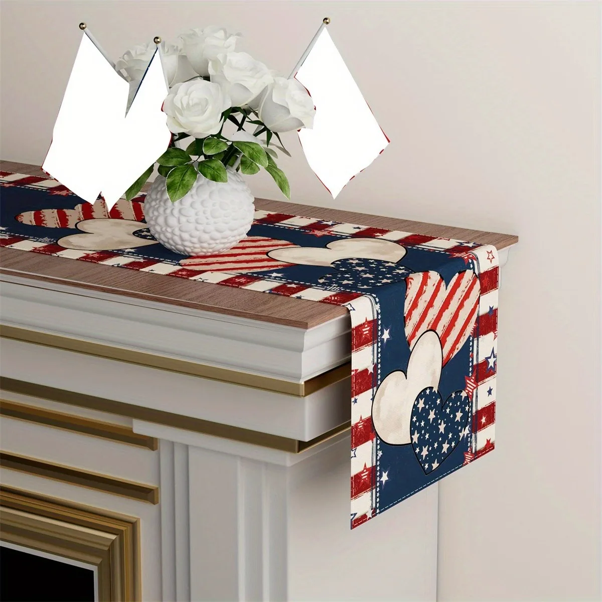 لافتة متدلية على شكل نجمة وطنية على شكل قلب لتزيين طاولة الحفلات ورق حائط للمهرجانات ديكور المنزل وديكور حفلات السباق