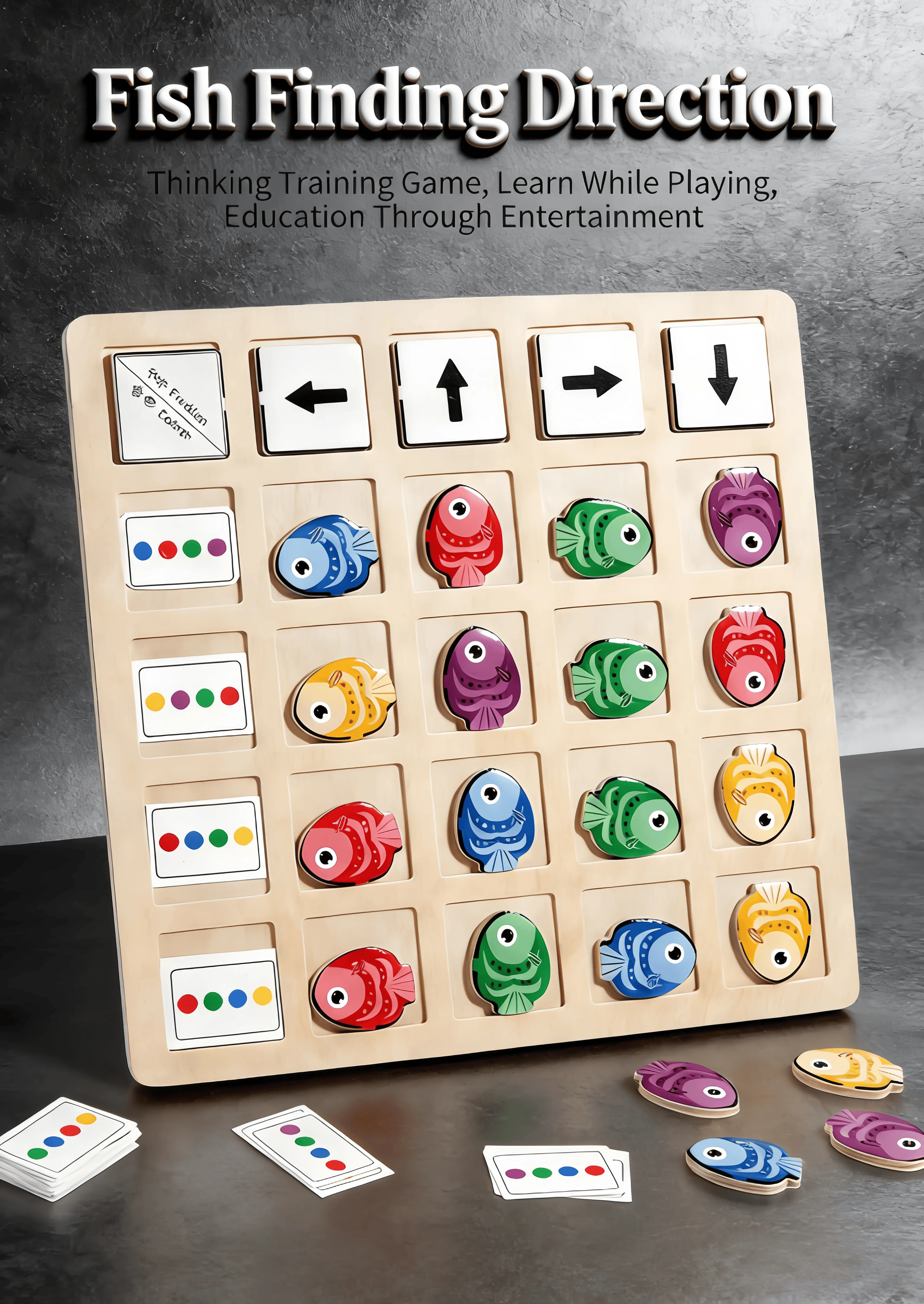 

Wooden Direction Matching Puzzle - Color & Arrow Learning Game for Toddlers, Kids Logic & Spatial Cognition Educational Toy with