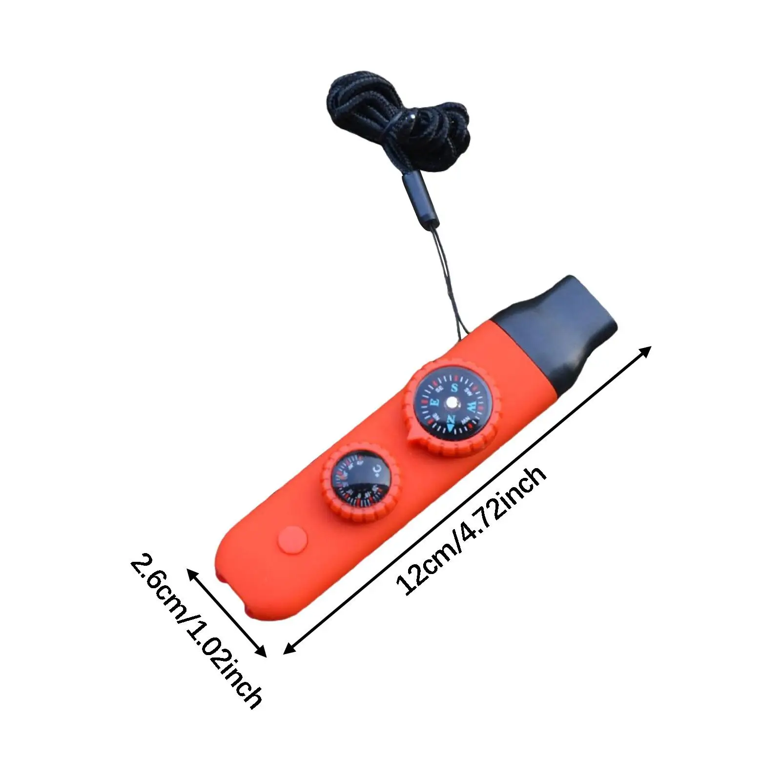 Multifunctional Portable Outdoor Equipment Survival Whistle Thermometer Compass Flashlight for Fishing Boating