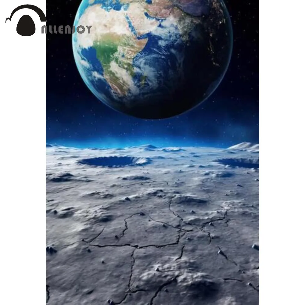 Allenjoy Moon's View of Earth Photography Backdrop Fictional Space Landscapes for Photoshoot Backgrounds