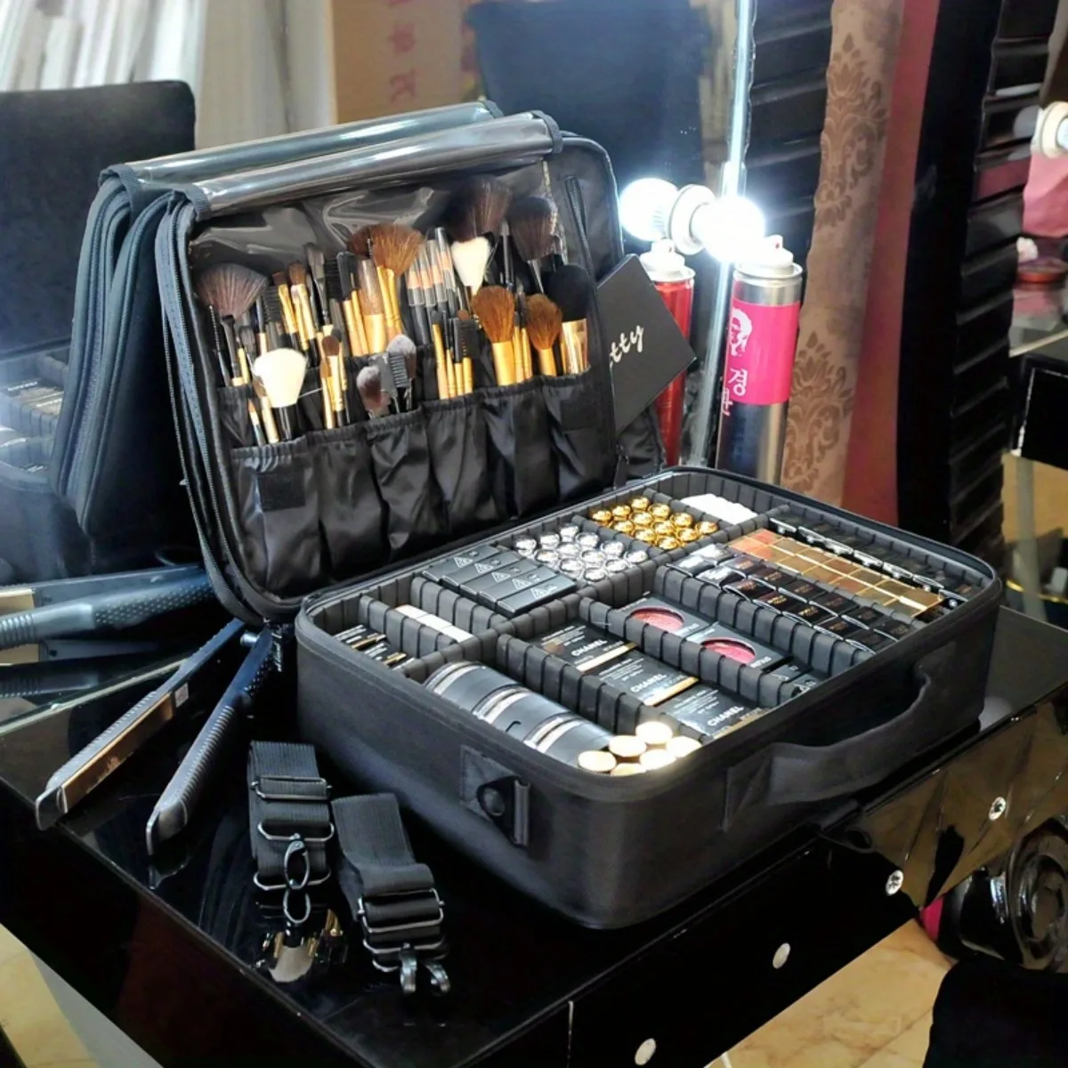 Borsa per il trucco in tessuto Oxford di grande capacità da donna Organizer per trucco professionale custodia per cosmetici valigie da viaggio