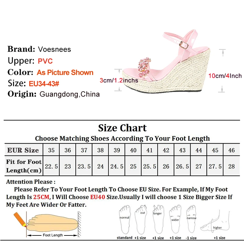 Casual Wedges Sandals For Woman 10CM Transparent PVC Rhinestone High Heels Summer Buckle Crystal Shoes Women Platform Sandals image 4