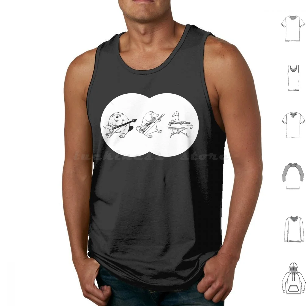 Keytar Venn Diagram Black And White Tank Tops Print Cotton Keytar Keytar Duck Beaver Guitar Keyboard Venn Diagram