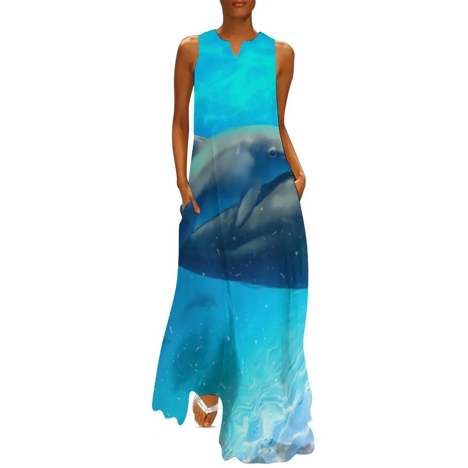 

Dolphin Family Outing Long Dress sensual sexy dress for women evening dress elegant guest wedding prom