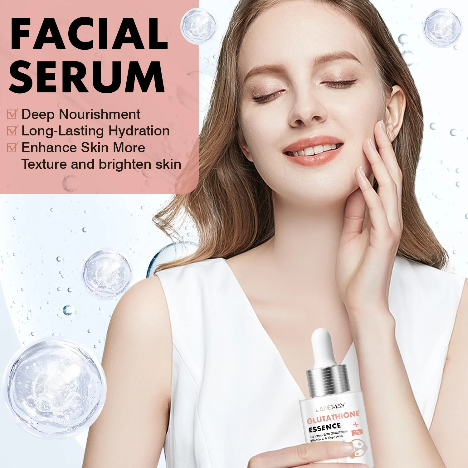 Glutathione Facial Essence Deeply Nourishes the Skin, Improves Skin Texture, Brightens Complexion and Resists Aging 30ml
