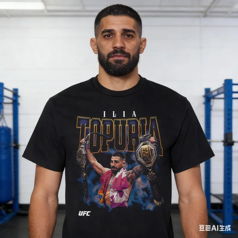 2026 New Popular 3D Printed Ilyas Topuria Double Champion UFC Jersey for Men and Women, Quick-dry Sports Training Casual T-shirt