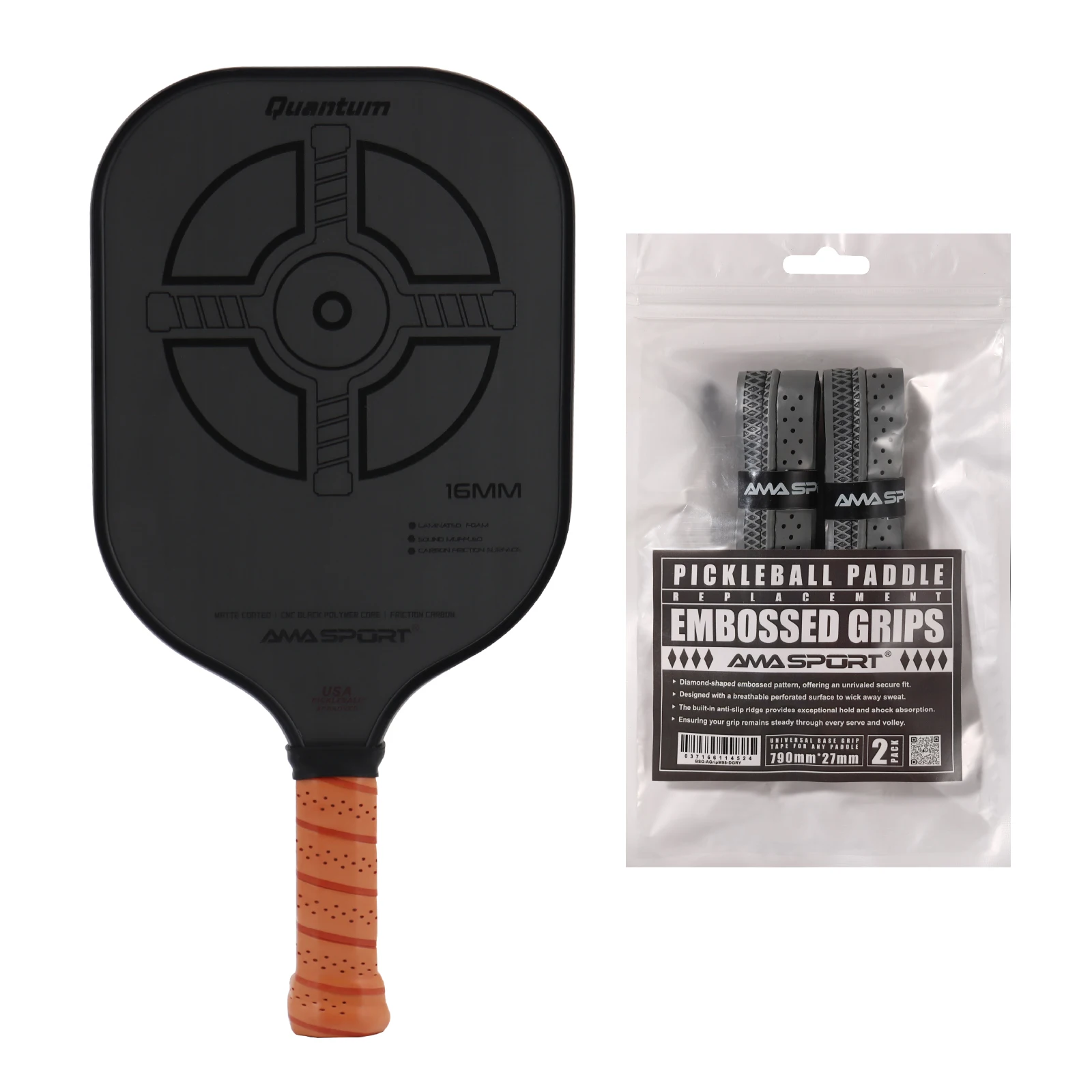 AMASPORT Pickleball Paddles-USAPA Approved Featherweight Carbon Friction Textured Surface Super Lightweight Pickleball Rackets