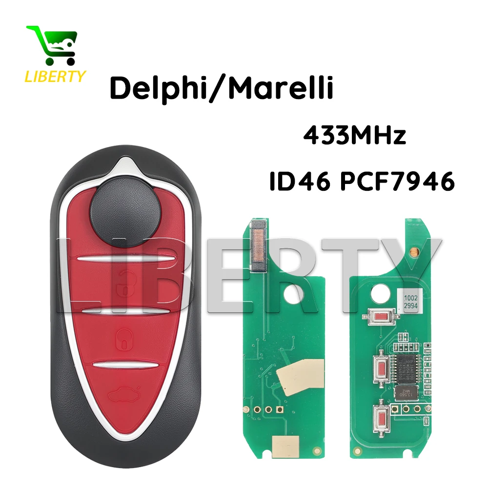 

Liberty ID46 Chip 433MHz Delphi/Marelli BSI Flip Car Remote Key For Alfa Romeo 147 159 Mito GTA 2008-2015 Giulietta 2010-2016
