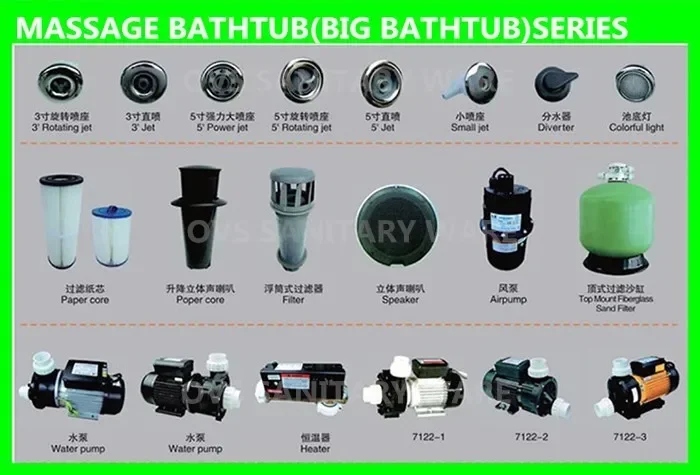 Glass Window Cheap Priced Massage Bathtub With Pillow