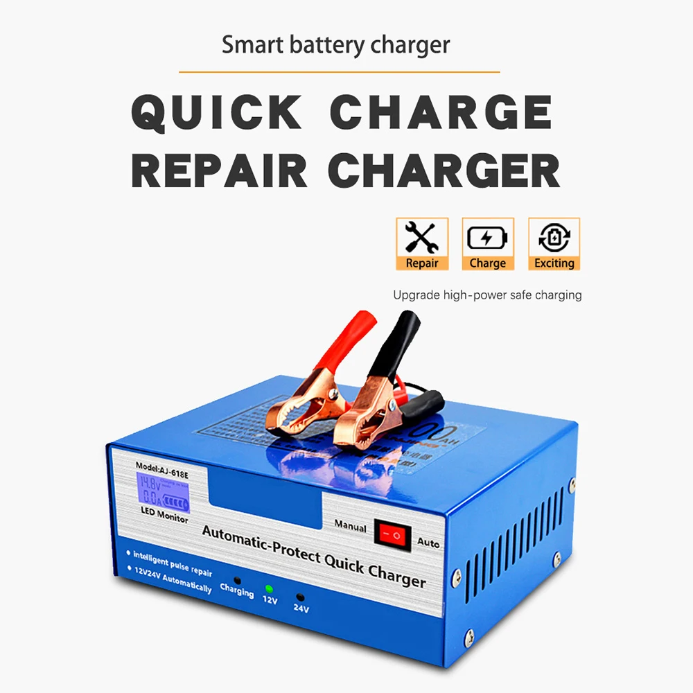 Leekookuu Full Automatic Intelligent Battery Charger 10A Smart Pulse Repair Car Auto Motor 12 24 V Volt Voltage