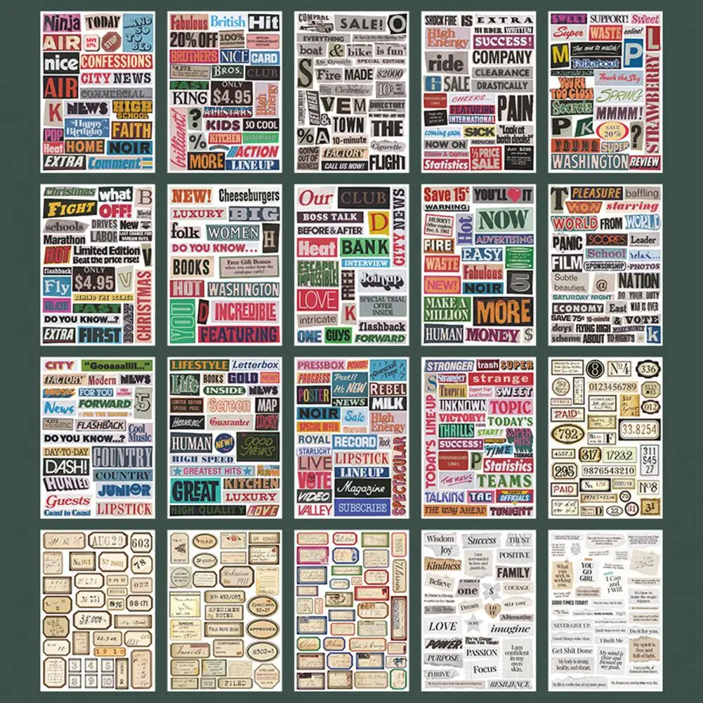 Scrapbook hiasan Vintage buku tempel buku tempel kerajinan kertas perencana dekorasi kamar 20 buah seni stasioner untuk Decoupage