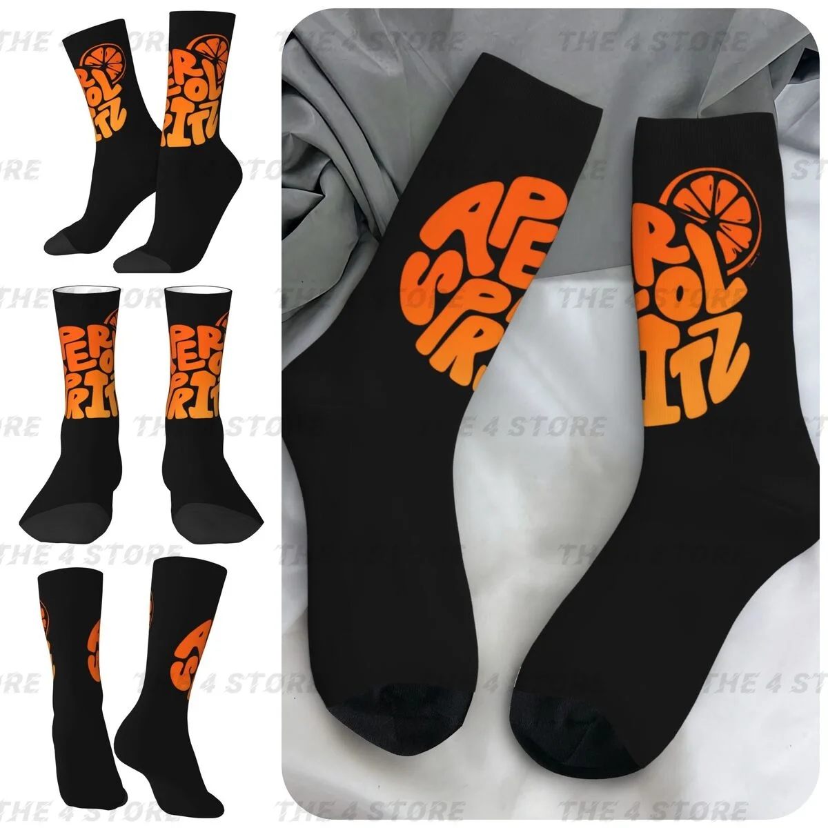 

HEROLOR Fritzies Orange Juice Spritzs High elasticity polyester fiber cosy Unisex Hiking Happy 3D color printing Socks
