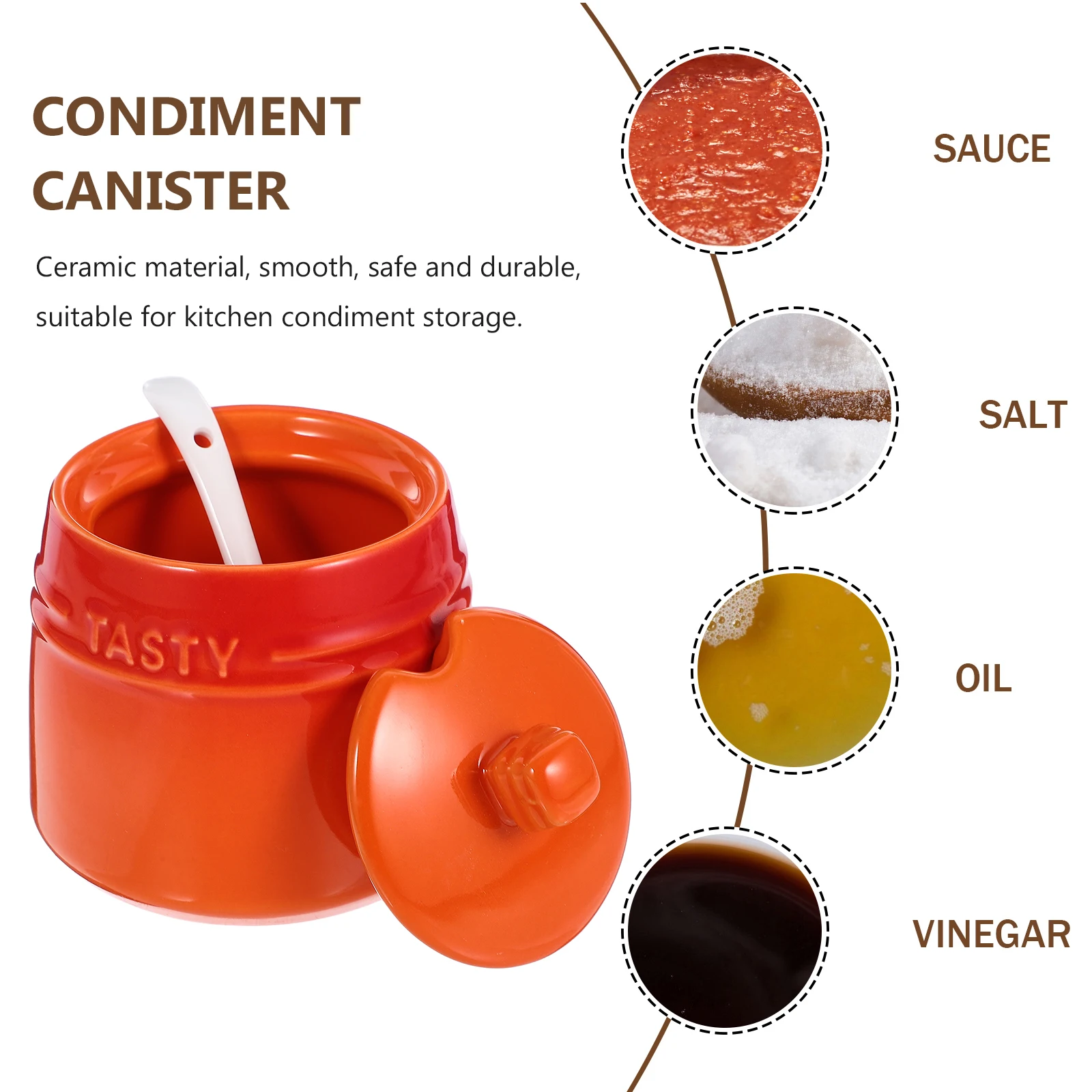 

1Set Ceramic Spice Jar with Spoon Lid Perfect for Storing Seasonings Cereals Cookies Safe Material Kitchen Decoration Gift