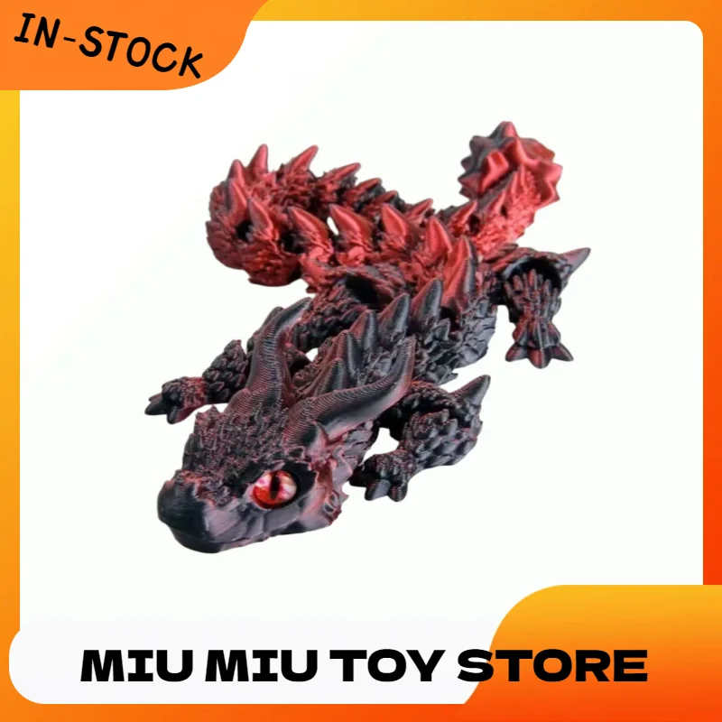 

3D Printed Flexi Dragon Magic Movable Toy Horned Dragon Simulated Eye Stall Small Toy Chinese Dragon Ornament Joint Dragon Gift