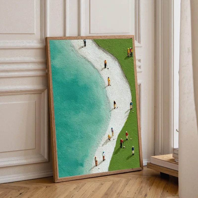 Vintage Minimalist Green Tiny Golfers Art Poster Canvas Painting Print  Golf Wall for Living Room Home Decor Cuadros