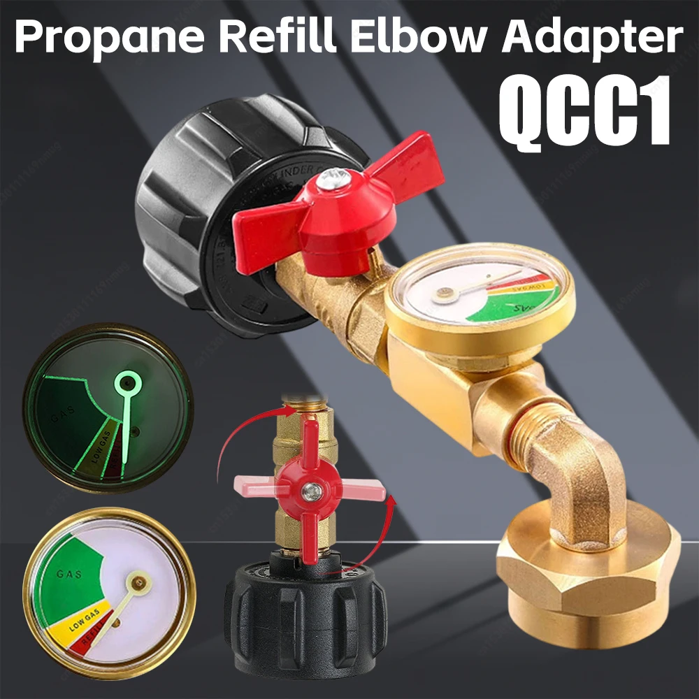 

QCC1 Адаптер давления для заправки пропана с регулирующим клапаном включения/выключения Адаптер для пропана для кемпингового гриля 1 фунт для заправки бутылки