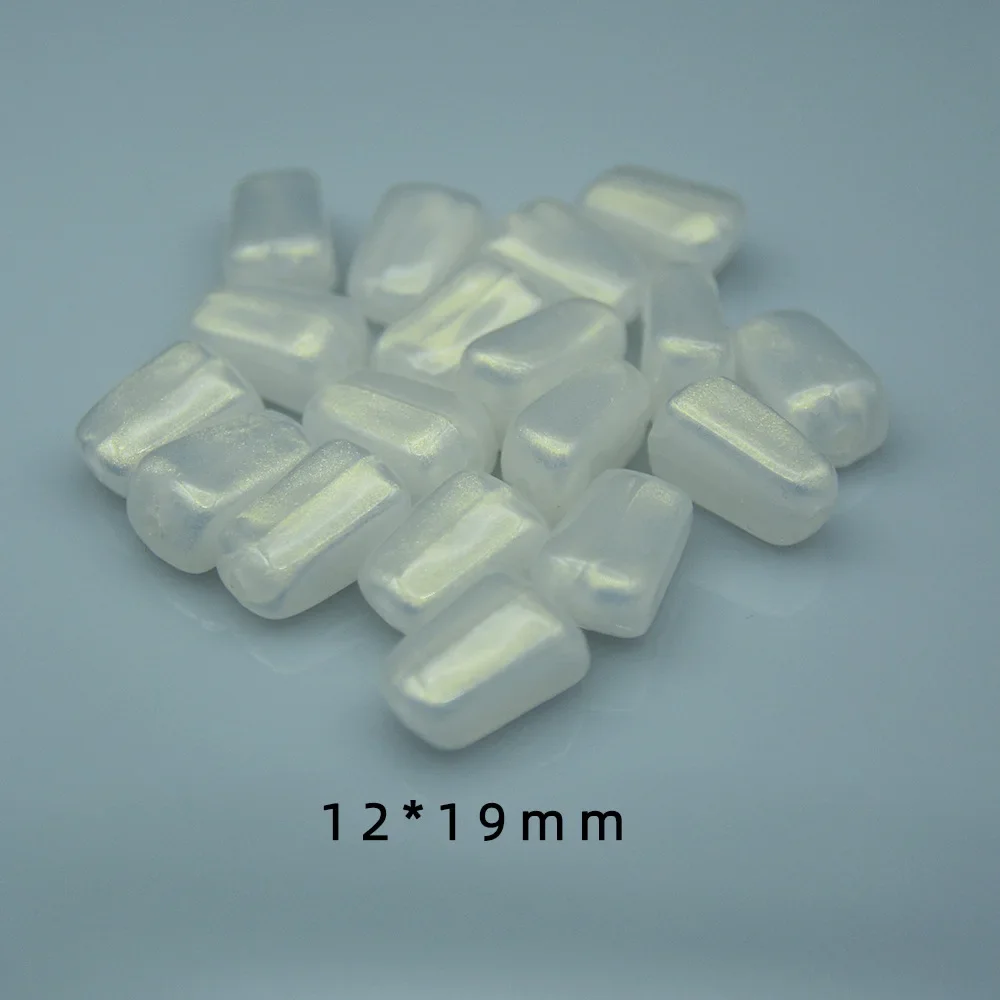 20 Pieces  12 * 19mm Pearlescent White  Sparkling Irregular Rectangular Beads  DIY Charm Making Jewelry Discovery Accessories
