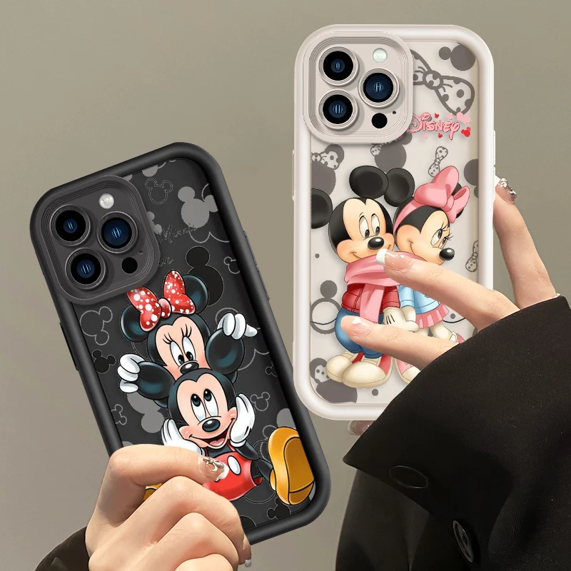 Funny Mickey Minnie For Apple iPhone 15 14 13 12 11 Mini XS XR X 8 7 Pro Max Plus Soft Eye Ladder Phone Case