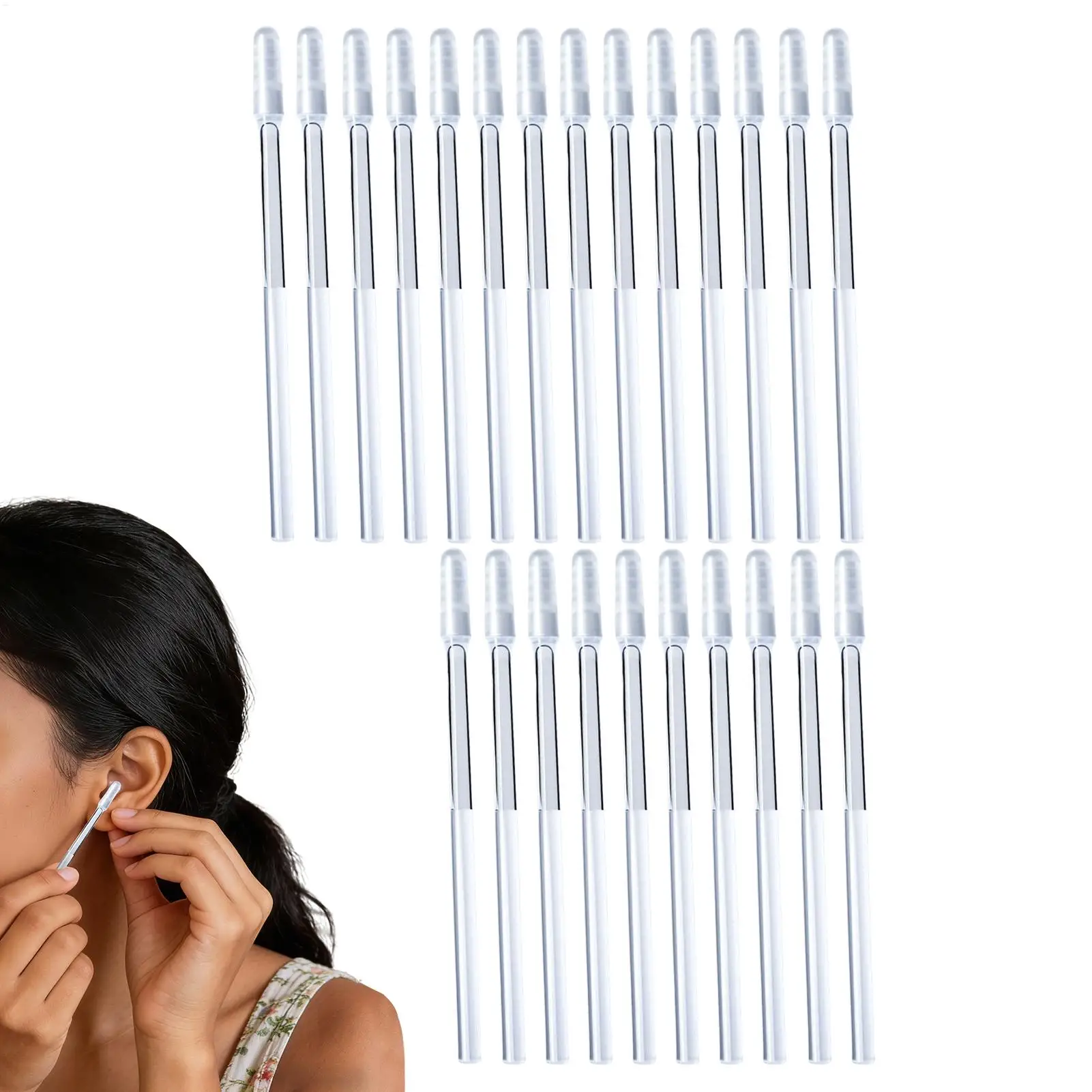 24 Piezas de Palitos de Silicona Adhesivos Suaves para Limpiar los Oídos, Removedor de Cera, Seguro, Higiénico y Reutilizable para Cuidado Personal y Uso Doméstico