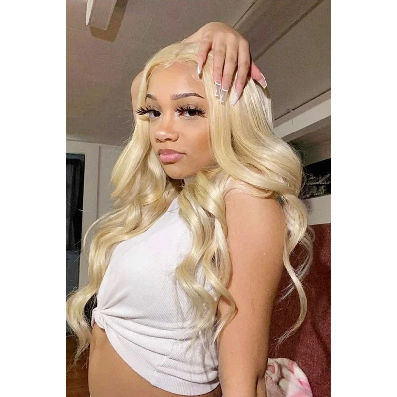 20039 039 Body Wave 613 Blonde Wig 4x4 Lace Front human Hair Wig Pre Plucked