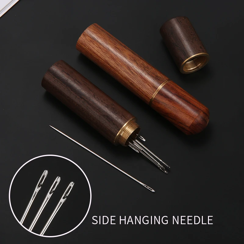 WUTA 1 Piece Durable Needles Storage Case Toothpick Holder Box Blackwood Wooden Box Needles Bottle Needlework Storage Wood Case