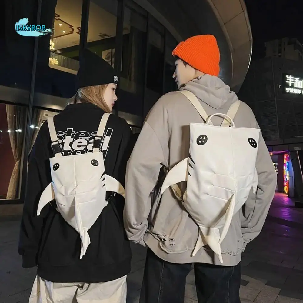 

Creative PU Leather Shark Backpack Waterproof Adjustable Strap Couple Shoulder Bag Large Capacity Funny Boys School Bags Outdoor