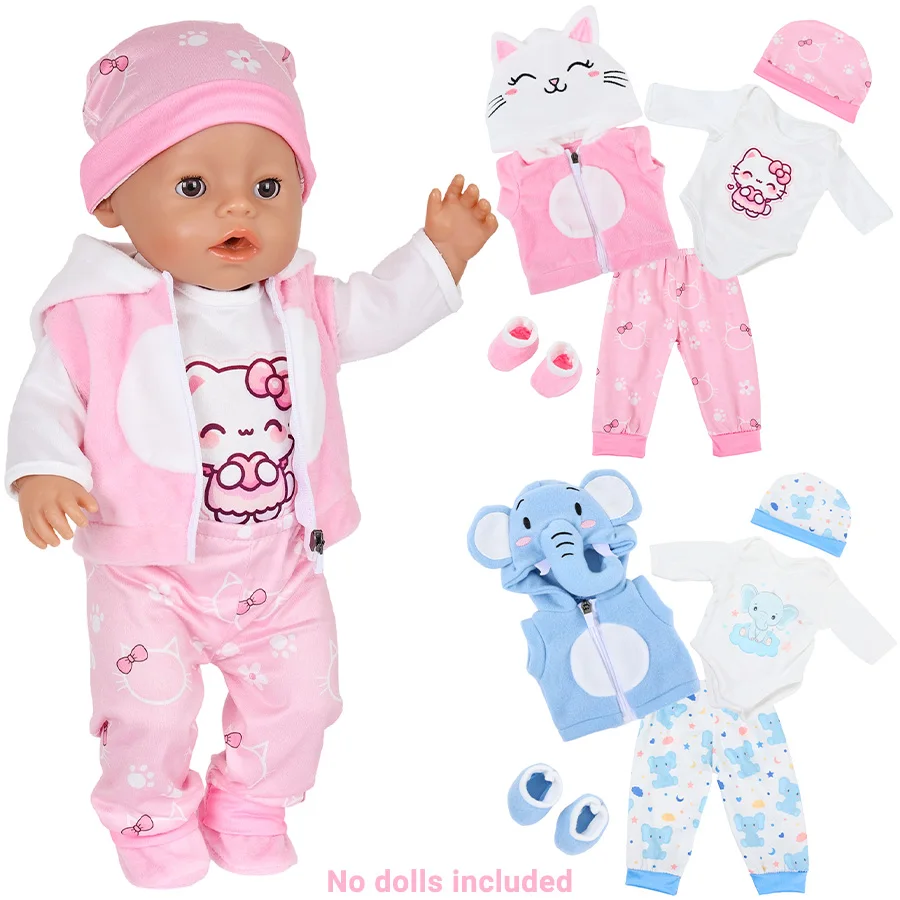 Conjunto de ropa para muñecas de 16-18 pulgadas, ropa con bonitos estampados de animales, conjunto de ropa para muñecas reborn, accesorios de ropa para muñecas, regalos navideños