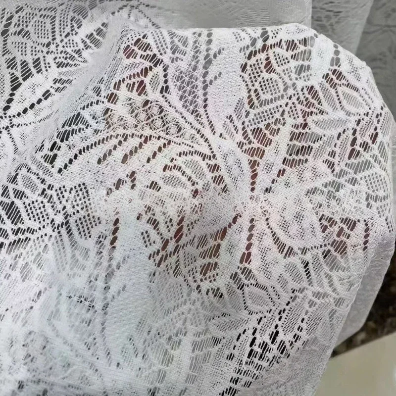 

Simple Moderncurtains for Living Room Bedroom Study Decor Hollow Pattern Warp Knitted Window Screen Blackout Fabric White Tulle