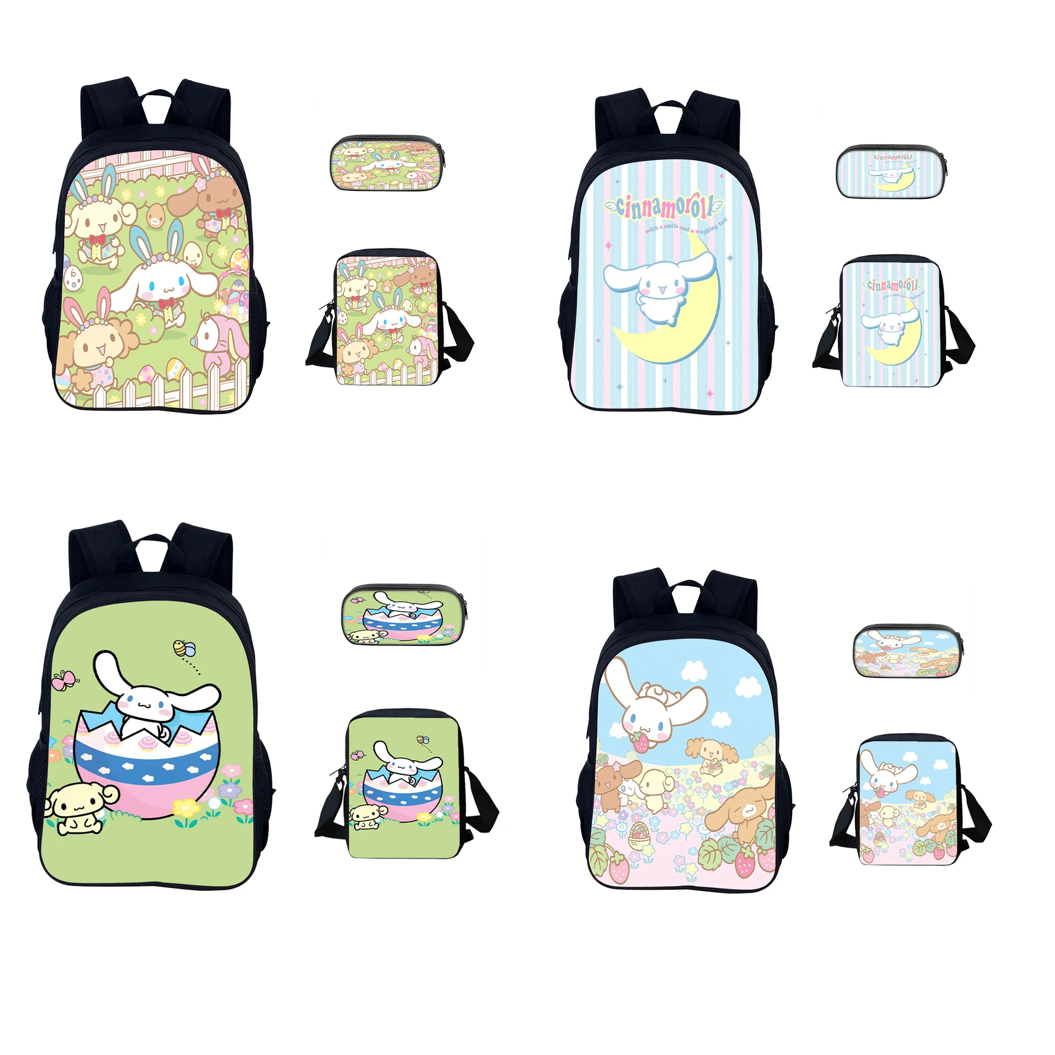 

3 in 1 School Bag Set-Kid Cinnamoroll Classic Backpack,Lightweight Rucksack+Shoulder Bag+Pencil Case