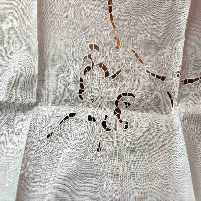 Universal Cotton Linen Embroidered Tablecloth with Lock Hollow out Design Country Style Plant Floral Pattern Table Cover