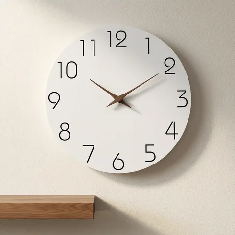 Casual Modern White Pattern Wooden Wall Clock Living Room Bedroom Kitchen Home Decoration Wall Clock Silent Quartz Clock Holiday Gift 10 Inches 12 Inches 14 Inches 16inch (Without Batteries)