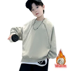 Teenage Boys Sweatshirts Children Winter Clothes For Boys Warm Thicken Long Sleeve Insulated Tops Outerwear 5 6 7 8 10 12 13 14Y