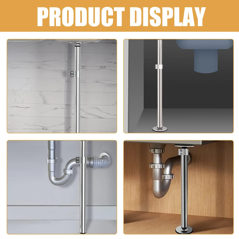 

Stainless Steel Undermount Sink Bracket Adjustable Height Support Rod Easy Install No Drilling Required Kitchen Basin