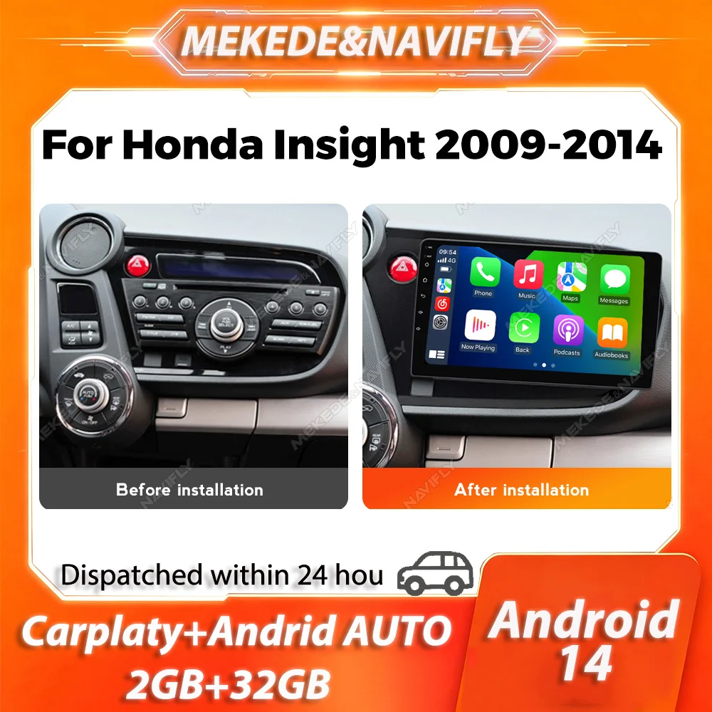 

MEKEDE&NAVIFLY Android 14 Intelligent car audio system For Honda Insight 2 2009 - 2014 2 Din Car Stereo Multimedia Video Player
